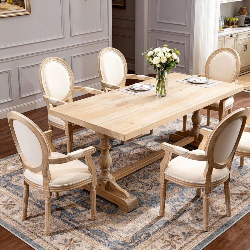 French Vintage Upholstered Fabric Dining Armchair (Set of 2) by Unique Piece Furniture