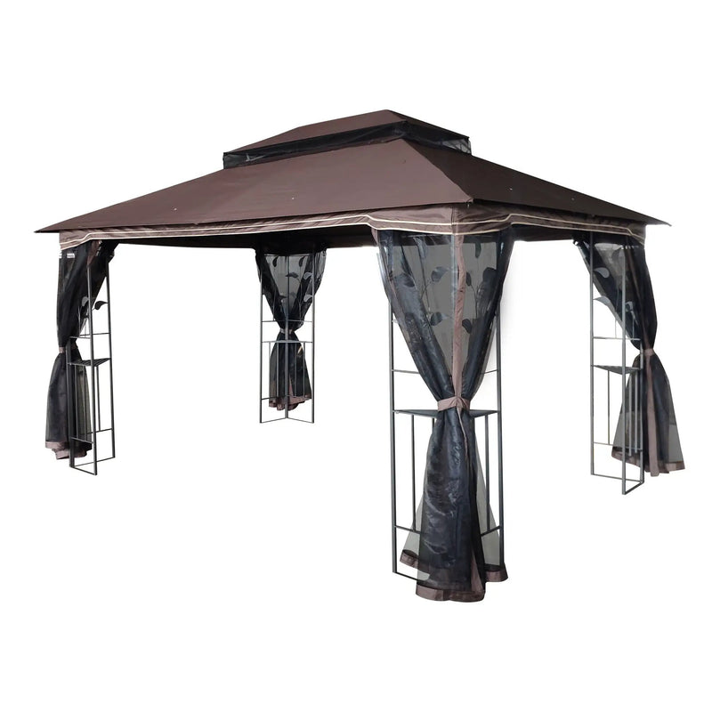 Patio Gazebo Tent With Ventilated Double Roof And Mosquito Net For Backyard Or Garden by Unique Piece Furniture