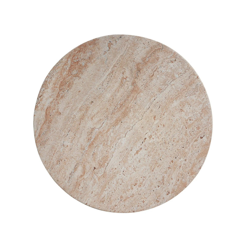 Outdoor / Indoor Lightweight Concrete Side Table with Travertine - Beige by HouseOfZazla