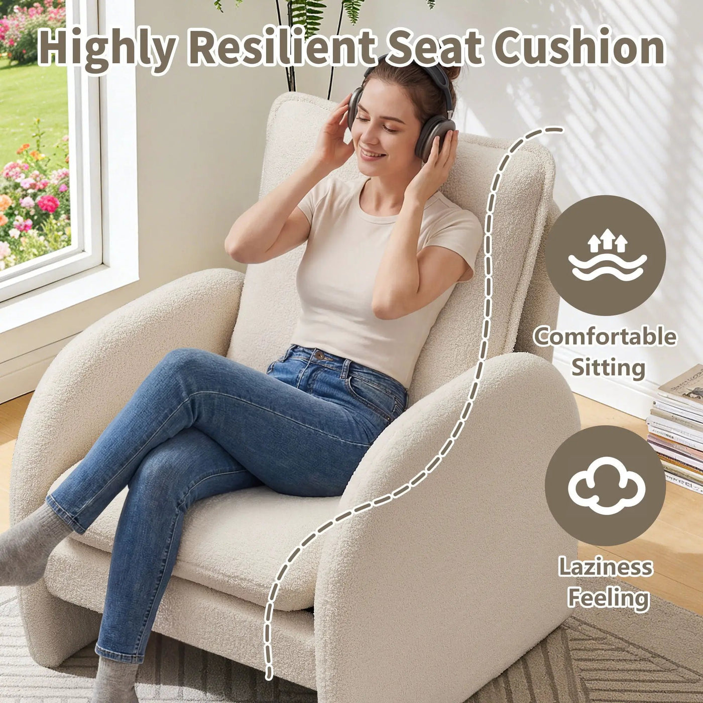 Modern Sherpa Upholstered Accent Chair, Comfortable Living Room Armchair, Lounge Chair For Bedroom, And Office by HouseOfZazla