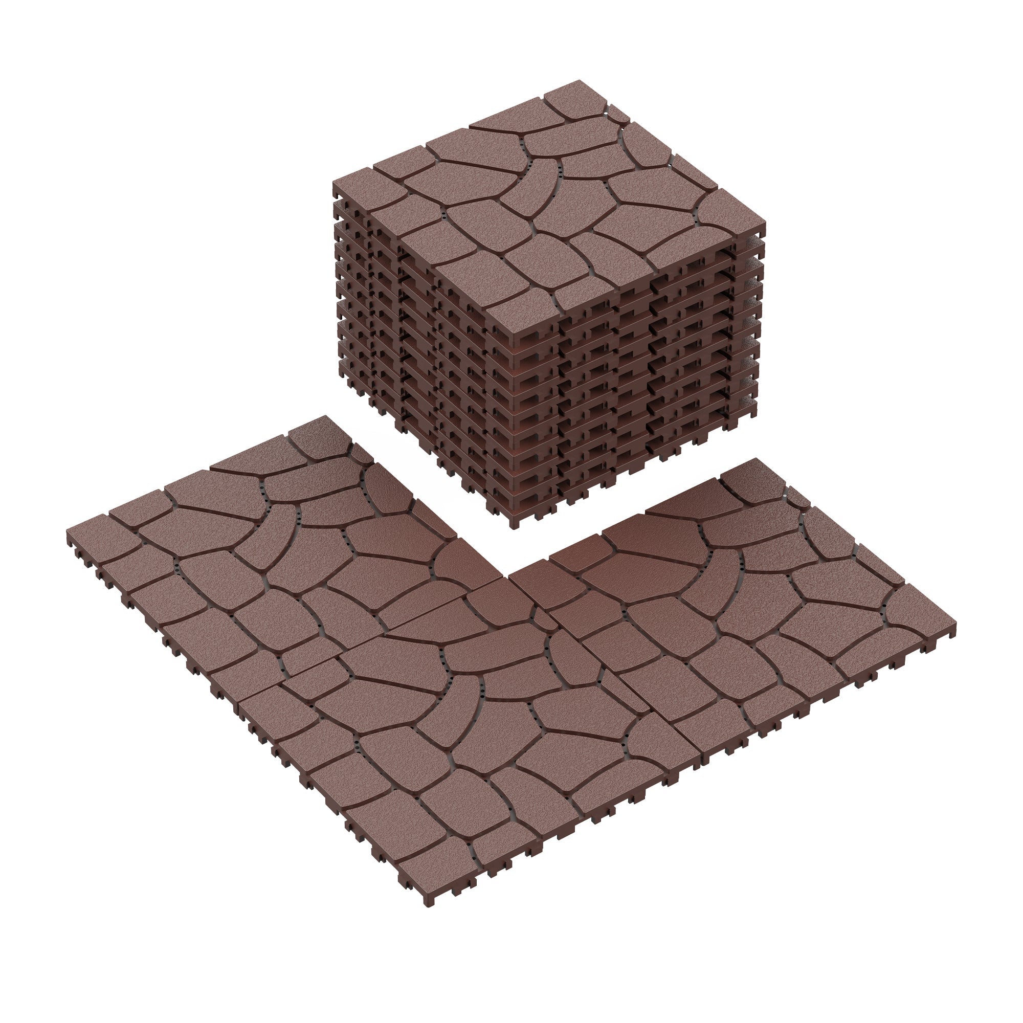 New Stone Texture 12" Patio Deck Tiles, 44pcs by HouseOfZazla