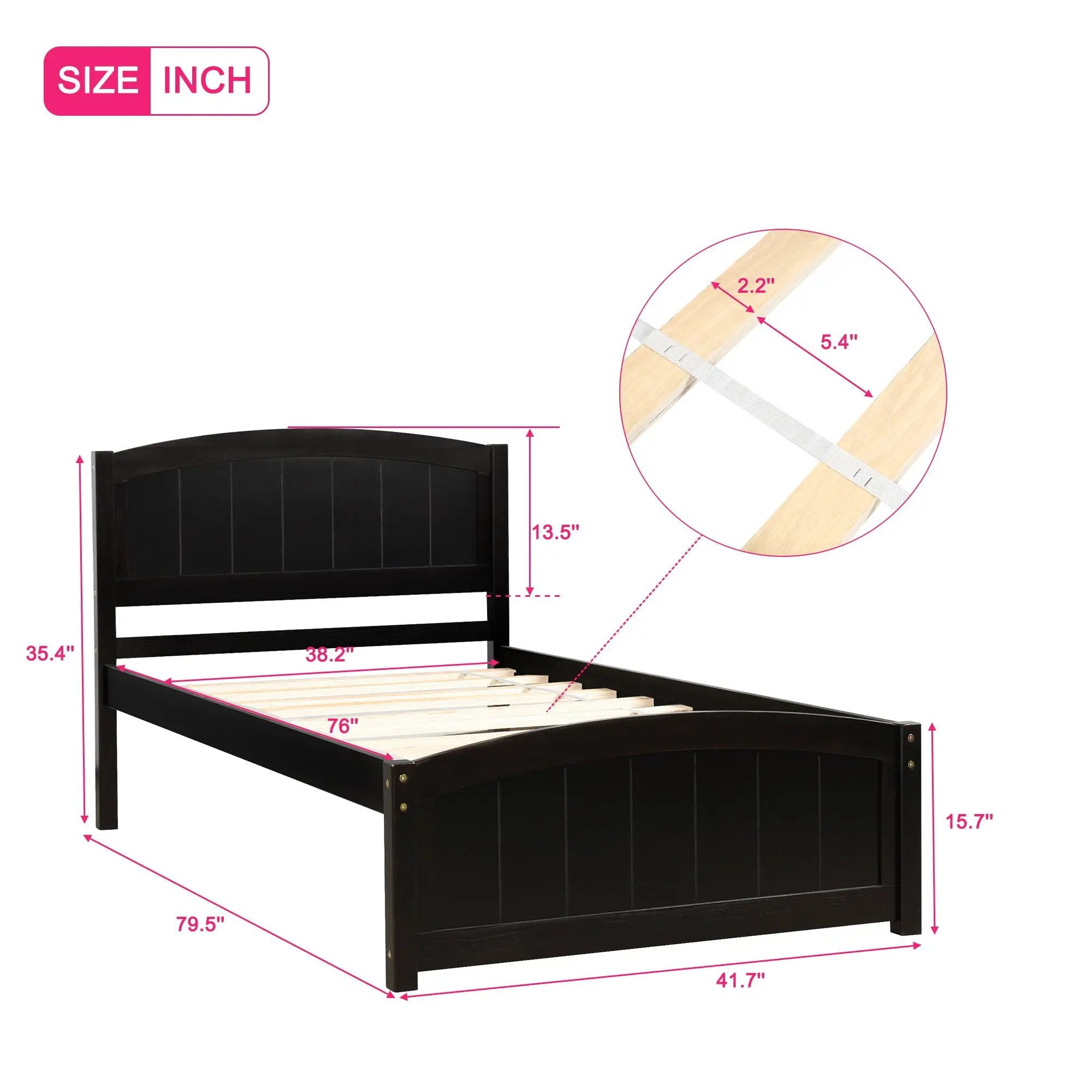 Platform Bed & Headboard, Footboard And Wood Slat Support by Unique Piece Furniture