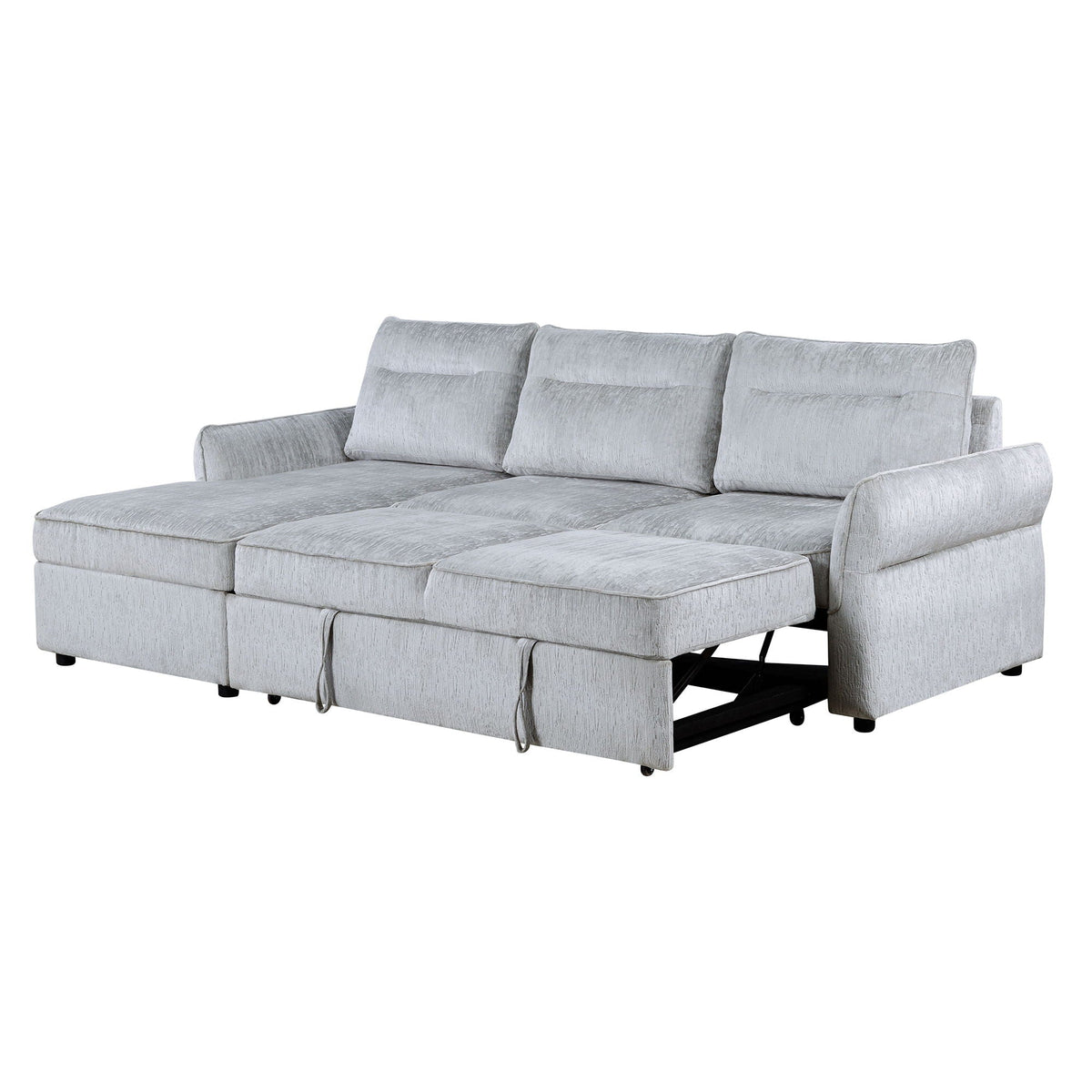 Gray Sofabed Stationary Sectional with Storage - Contemporary Design, photo 2 of 12