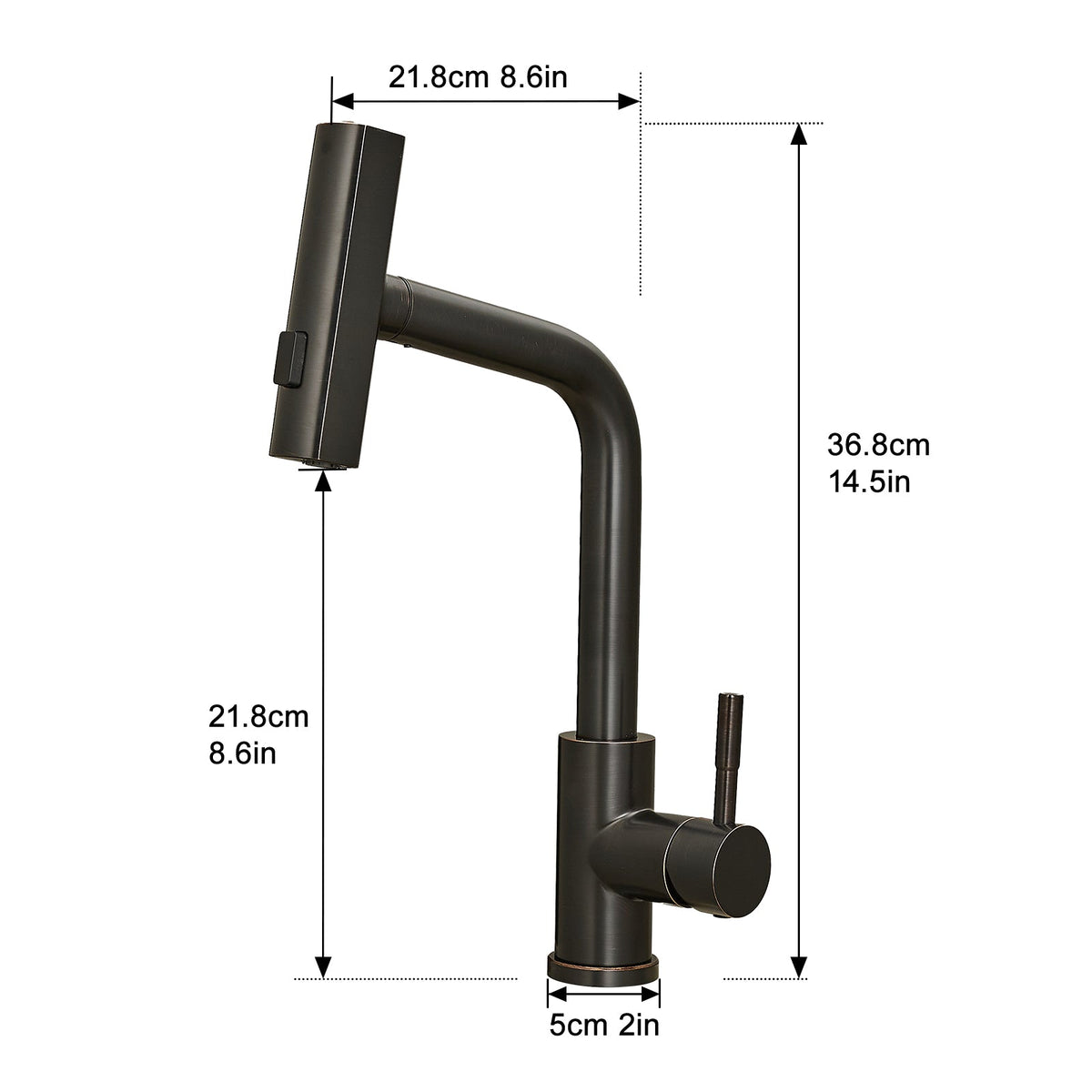 360° Rotation Pull-Down Kitchen Faucet - Oil Rubbed Bronze, photo 8 of 9