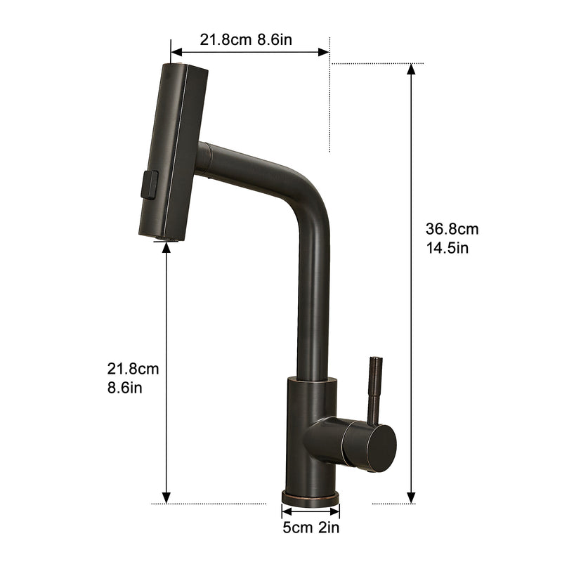 360° Rotation Pull-Down Kitchen Faucet - Oil Rubbed Bronze, photo 8 of 9