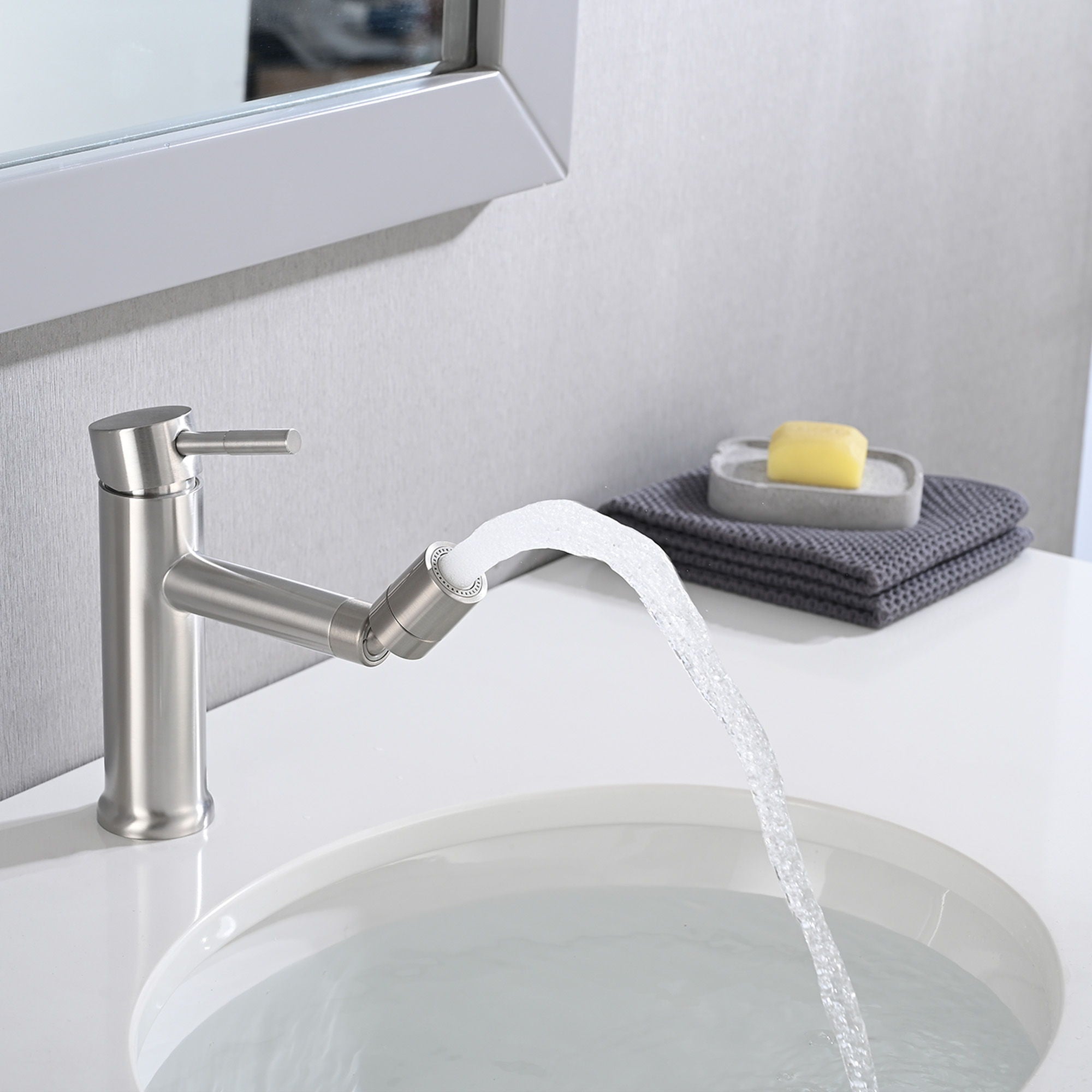 2 Mode Bathroom Faucet With 360 Degree Rotating Aerator For Sink by HouseOfZazla