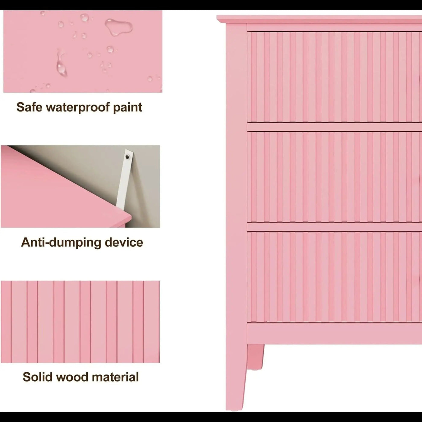 Fluted 3 Drawer Nightstand With Soft Close Slides by HouseOfZazla
