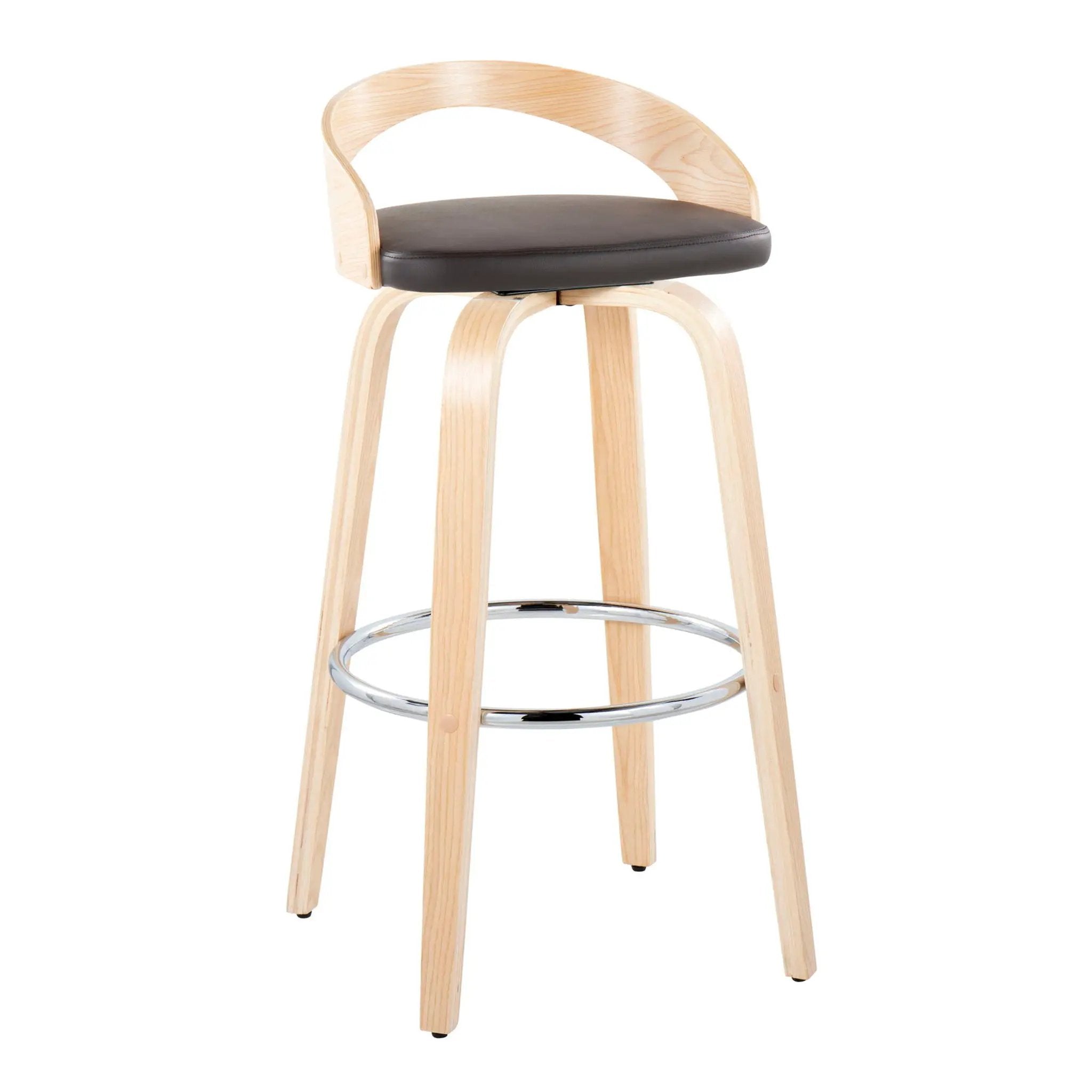 Grotto - Contemporary Fixed-Height Barstool With Swivel With Round Footrest (Set of 2) by Unique Piece Furniture