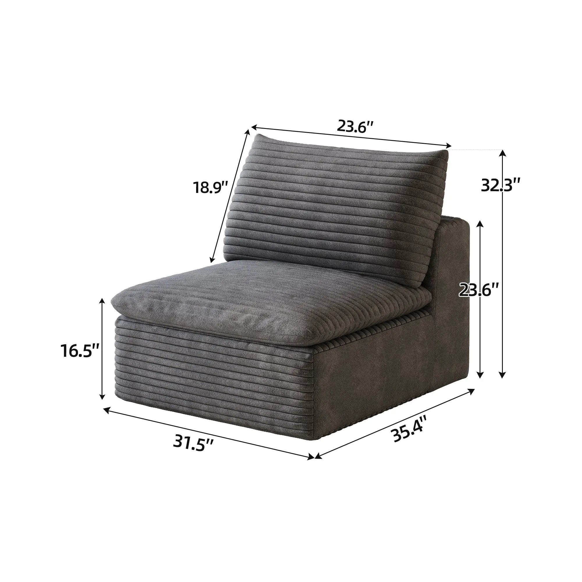 1 Middle Seat Sofa - Dark Fabric by HouseOfZazla