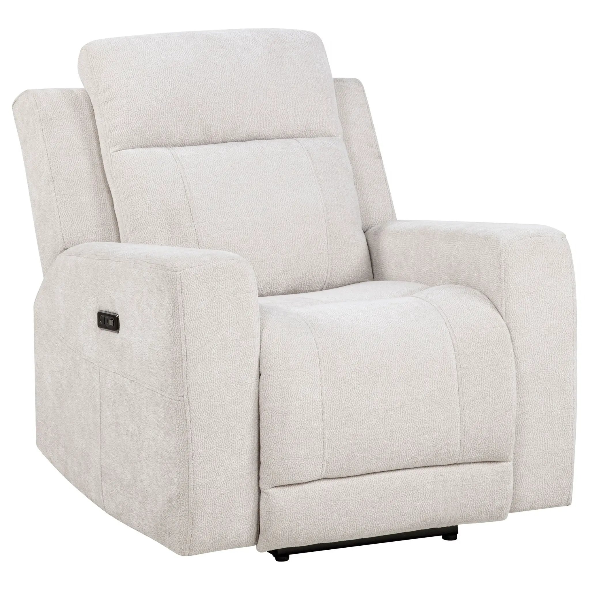 Kennett Chenille Upholstered Power Recliner Chair Ivory by Unique Piece Furniture