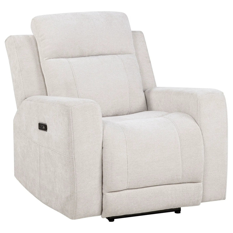 Kennett Chenille Upholstered Power Recliner Chair Ivory by Unique Piece Furniture