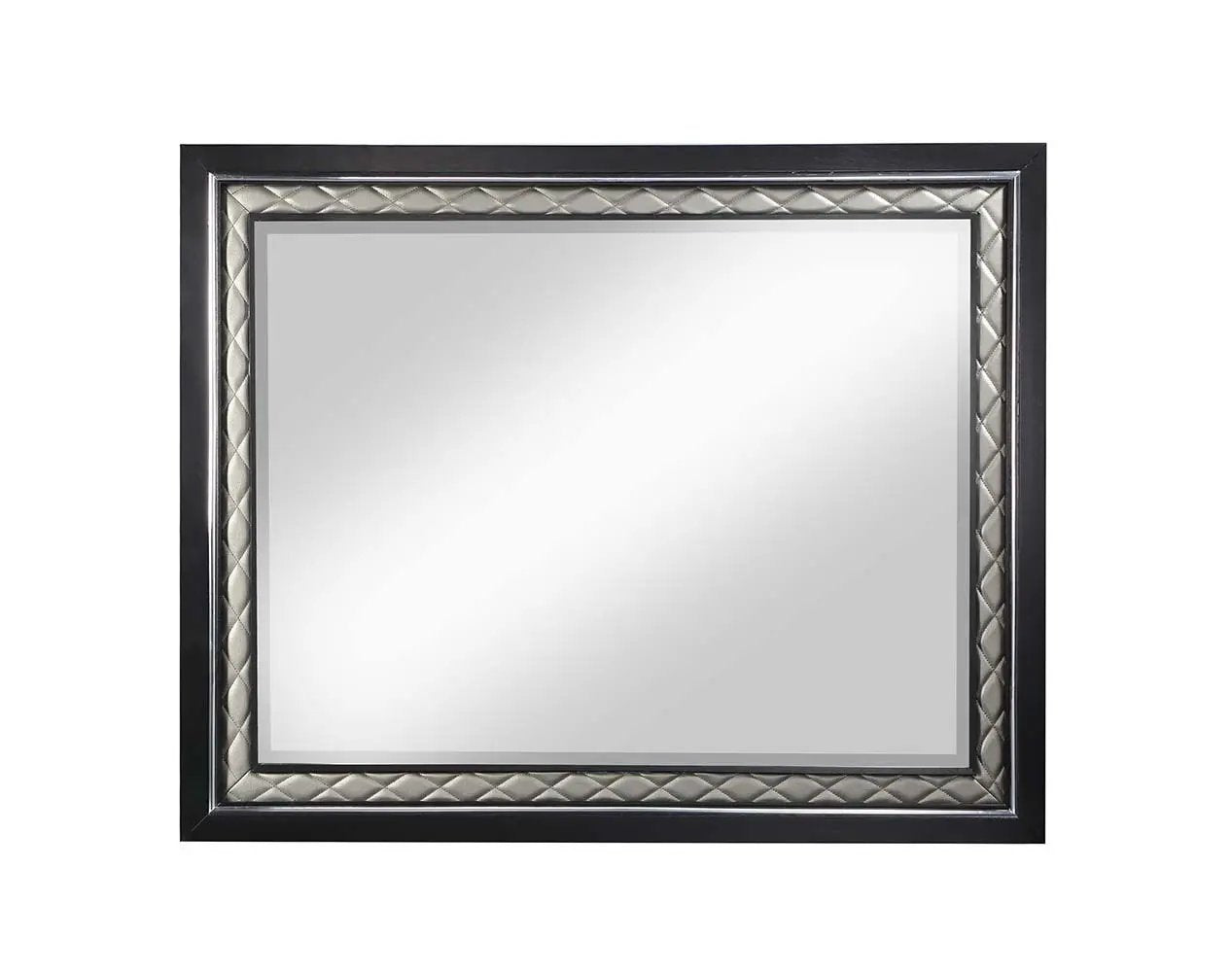 Nicola - Mirror - Silver Synthetic Leather & Black by Unique Piece Furniture