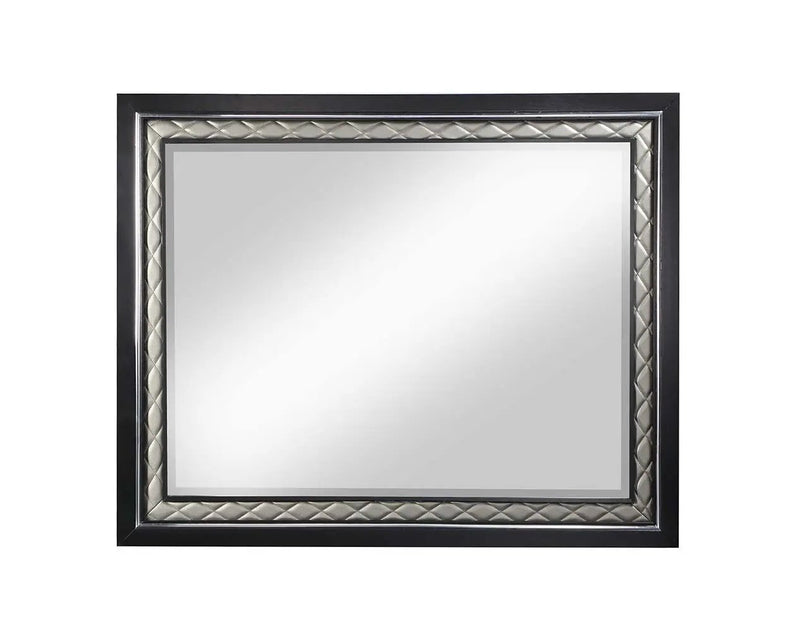 Nicola - Mirror - Silver Synthetic Leather & Black by Unique Piece Furniture
