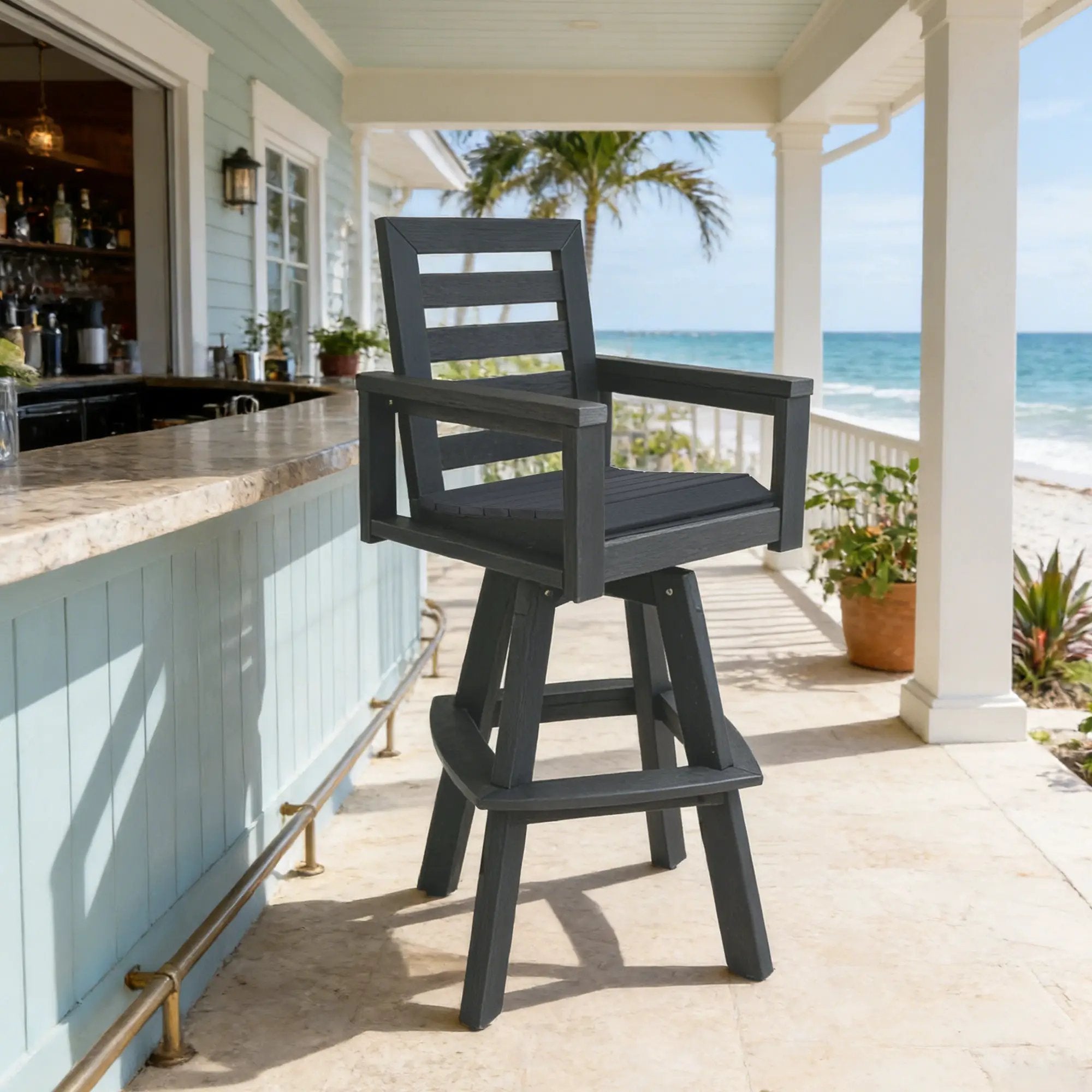 Outdoor 360° Swivel Bar Chair in Slate Grey by HouseOfZazla