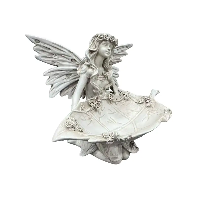 12.80" High Garden Fairy Figurine with Leaf Tray by HouseOfZazla