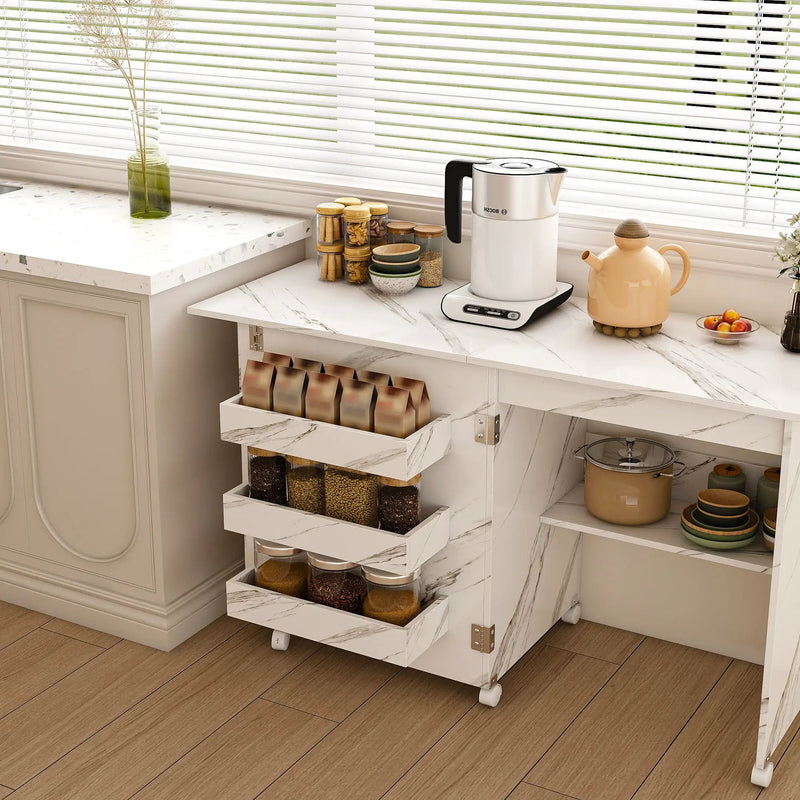 4 In 1 Folding Sewing Table With Lockable Wheels, Multi Functional Craft Station - White by Unique Piece Furniture