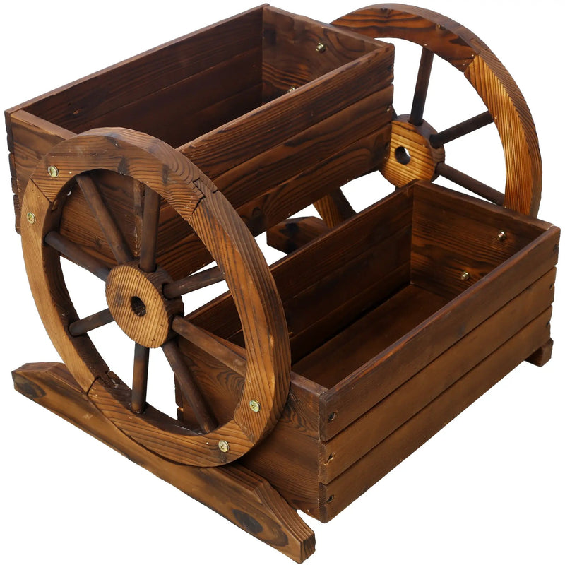 Wooden Wagon Planter Box with Wheels by HouseOfZazla