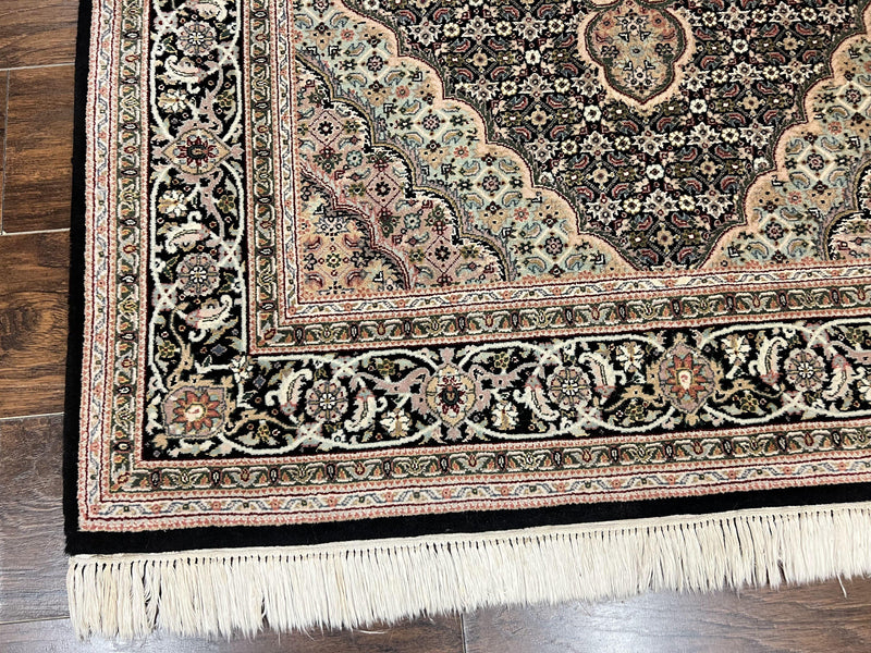 Sino Persian Rug 4x6, Fine Hand Knotted Carpet, Black, Wool, Vintage Rug 4 x 6, Herati Mahi, 300 KPSI by Jewel Rugs