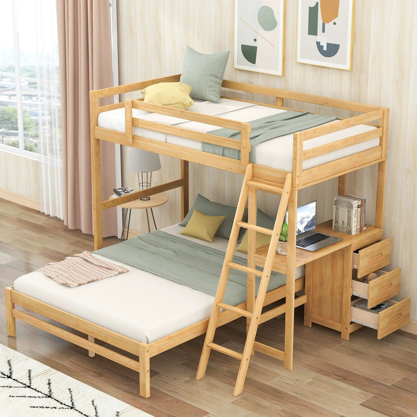 Bunk Bed With Built In Desk And 3 Drawers by HouseOfZazla