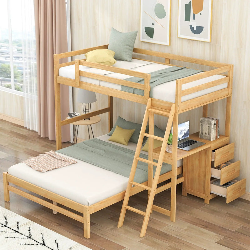 Bunk Bed With Built In Desk And 3 Drawers by Unique Piece Furniture