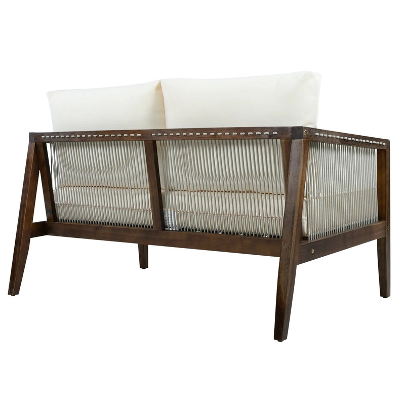 Outdoor 4-Piece Sofa Set, Acacia Wood Frame with Rope Detail by HouseOfZazla