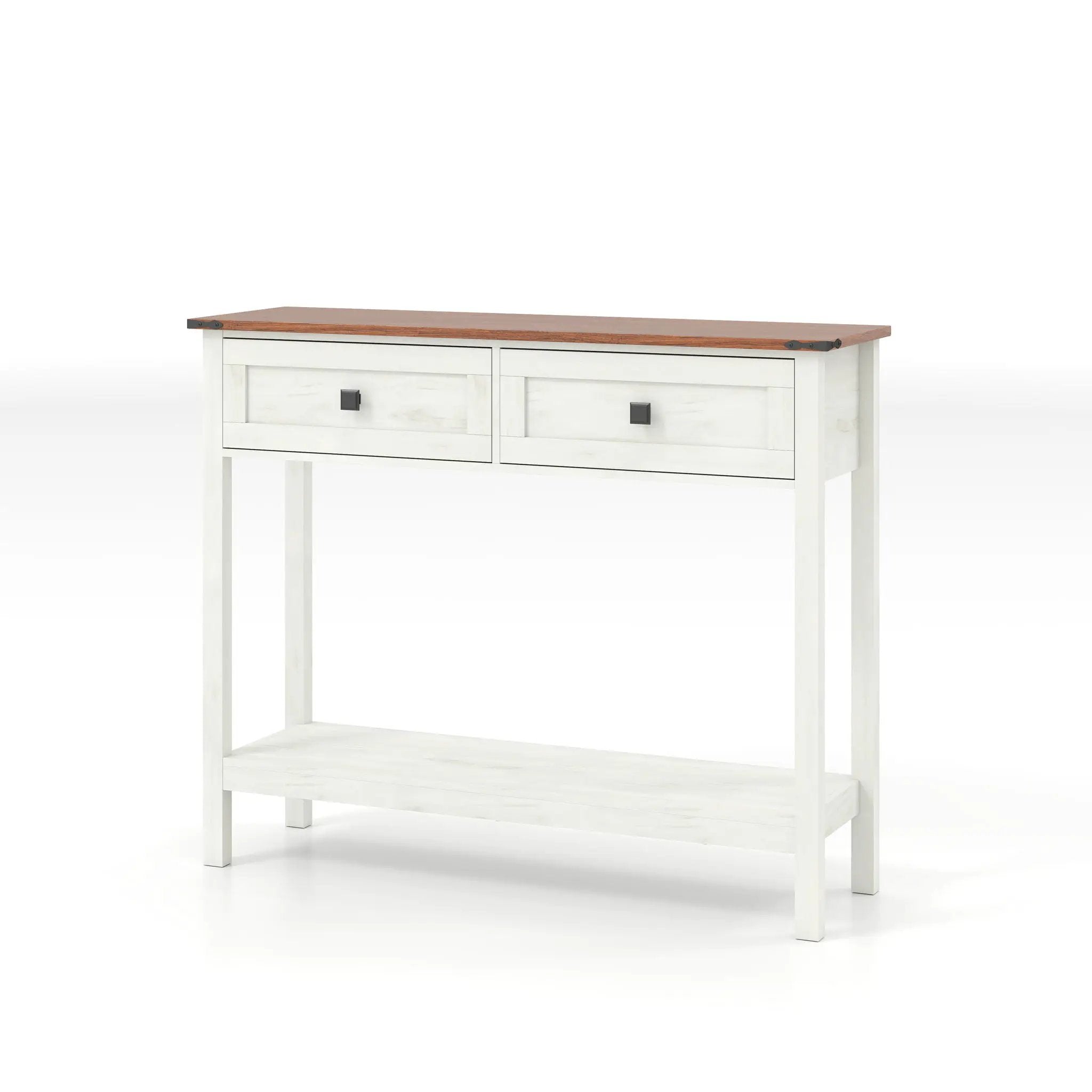 Farmhouse Style Console Table With 2 Drawers And Bottom Storage Shelf by Unique Piece Furniture