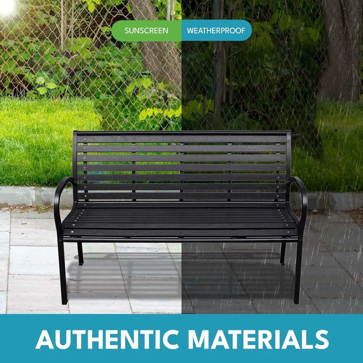 Patio Bench Steel - Black by Unique Piece Furniture
