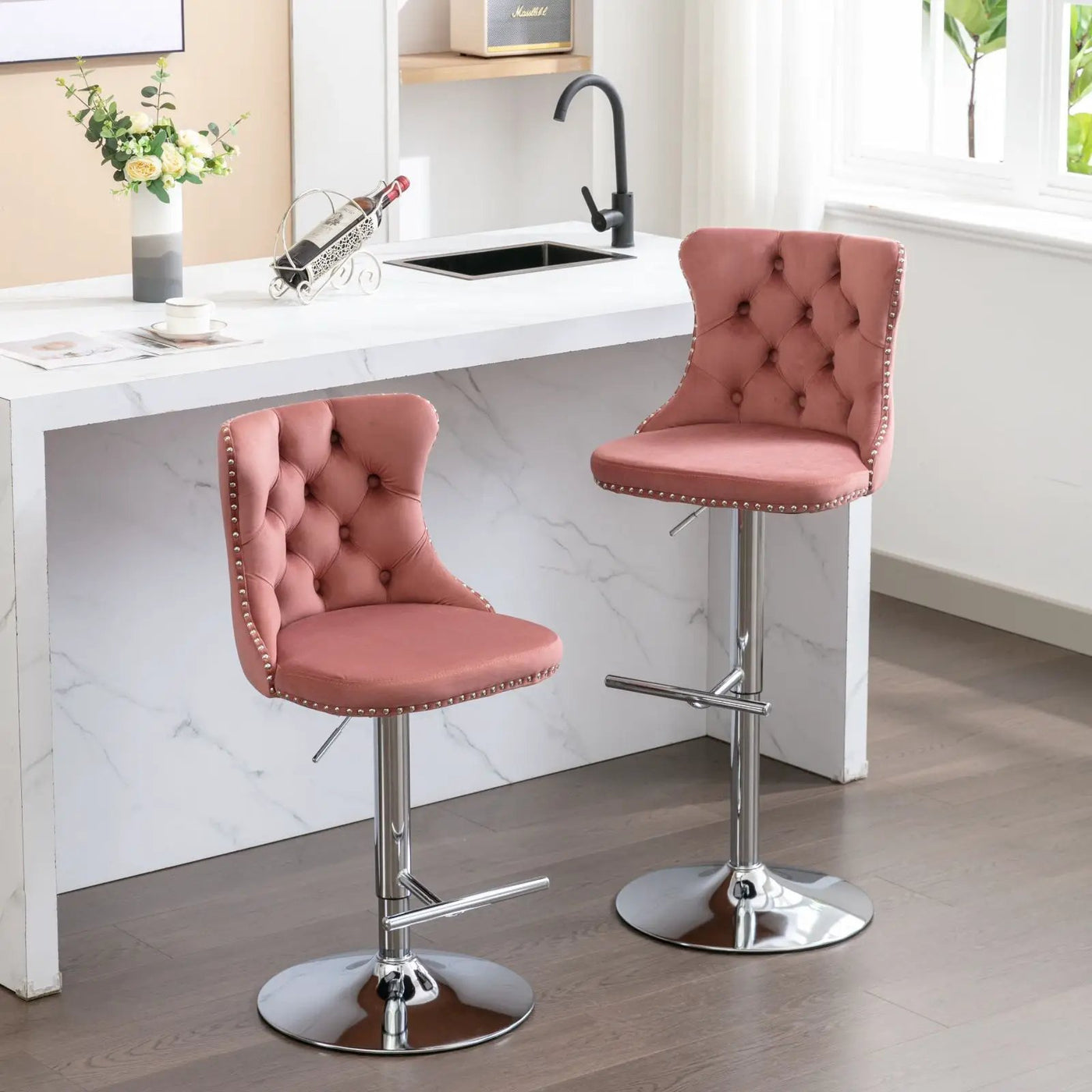 Swivel Adjustable Height Barstools Set of 2 by HouseOfZazla