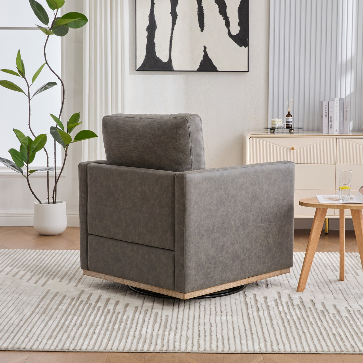 30.7"W Upholstered Square Swivel Accent Chair, photo 4 of 10