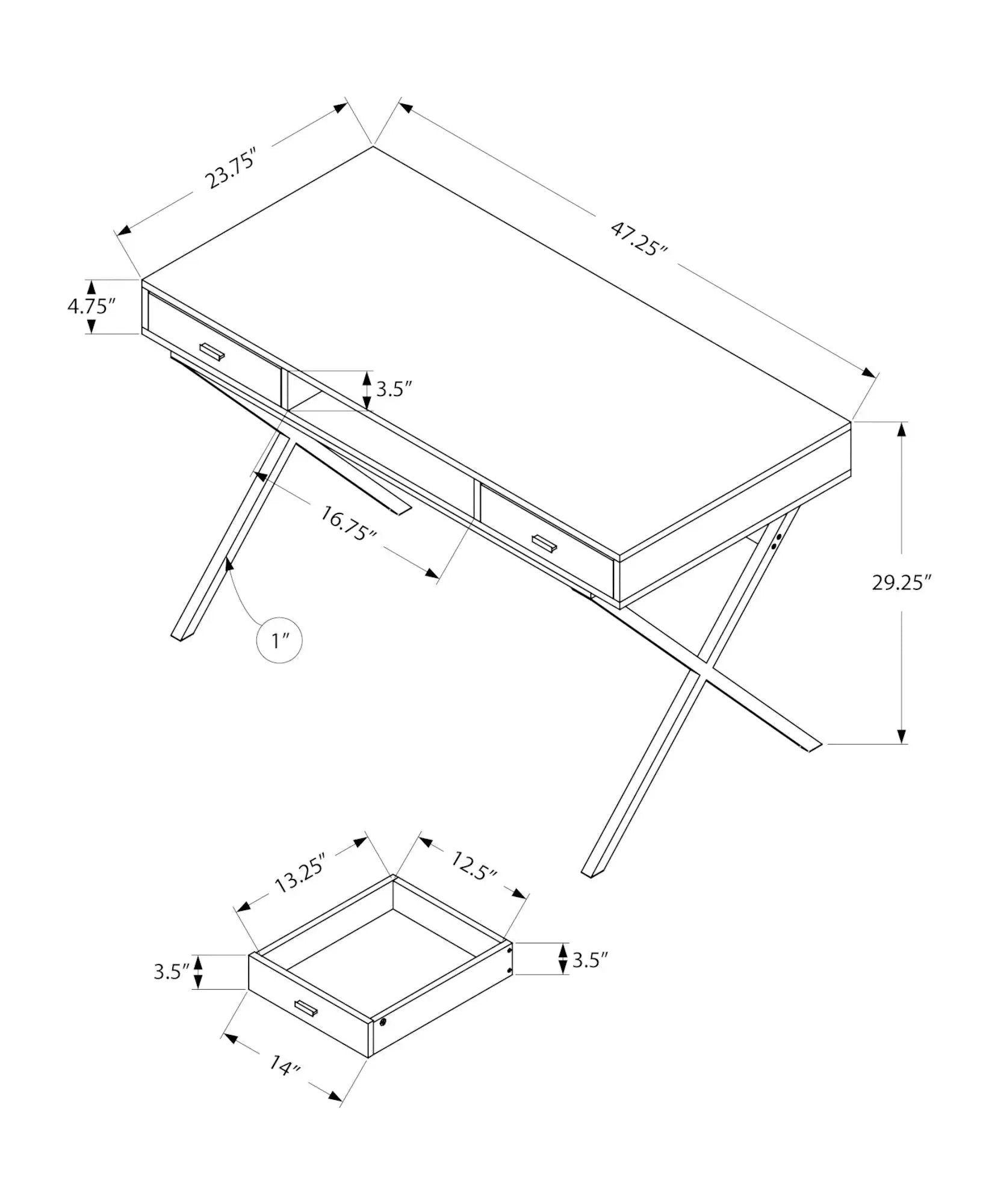 Computer Desk for Home Office with Storage Drawers by HouseOfZazla