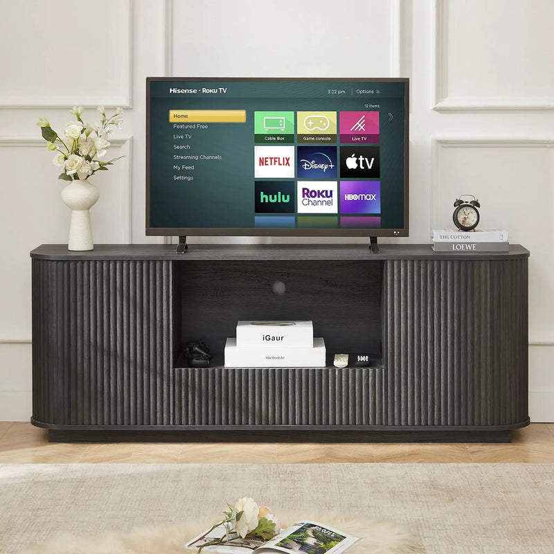 Modern Wavy TV Stand Rounded Sideboard With Storage Cabinet by Unique Piece Furniture