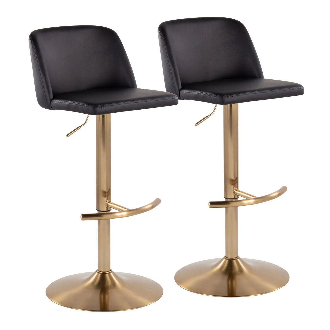 Toriano - Contemporary Adjustable Barstool With Swivel With Rounded T Footrest (Set of 2) by HouseOfZazla
