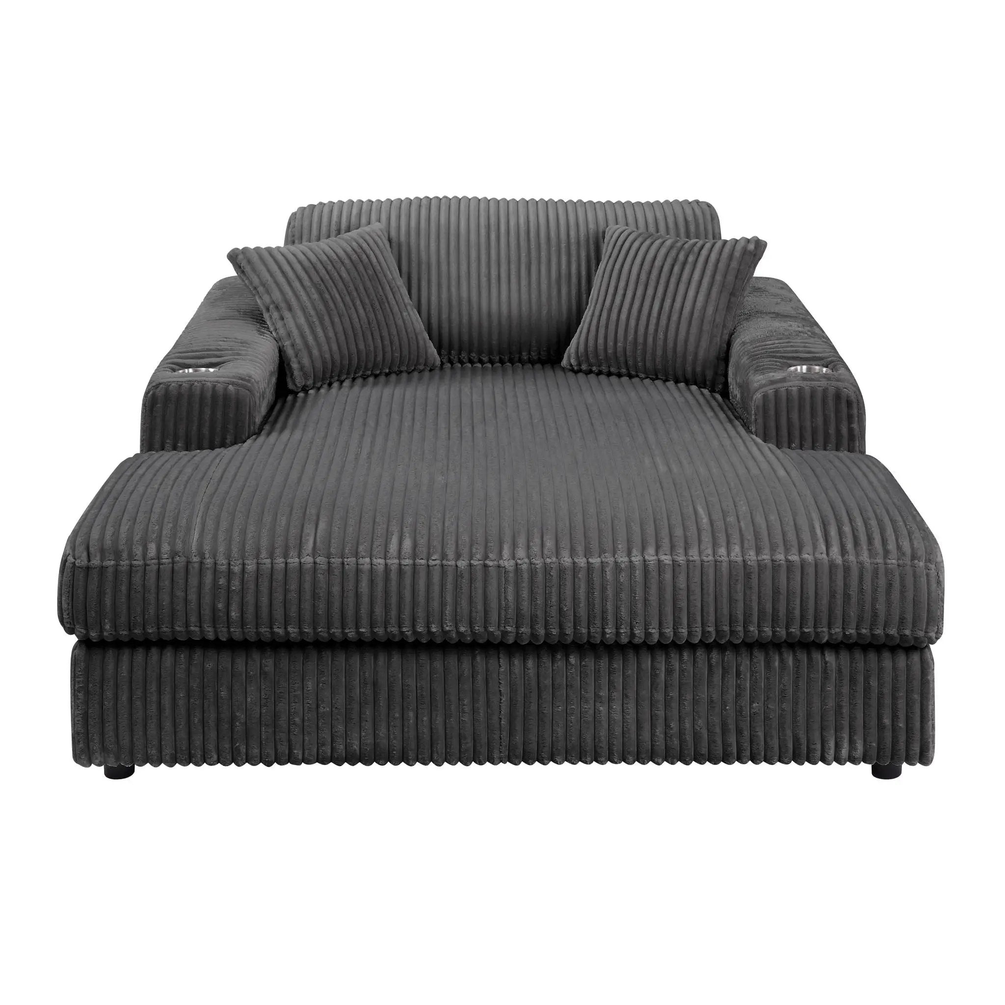 Hilde Chaise - With 2 Pillows - Dark Gray by HouseOfZazla