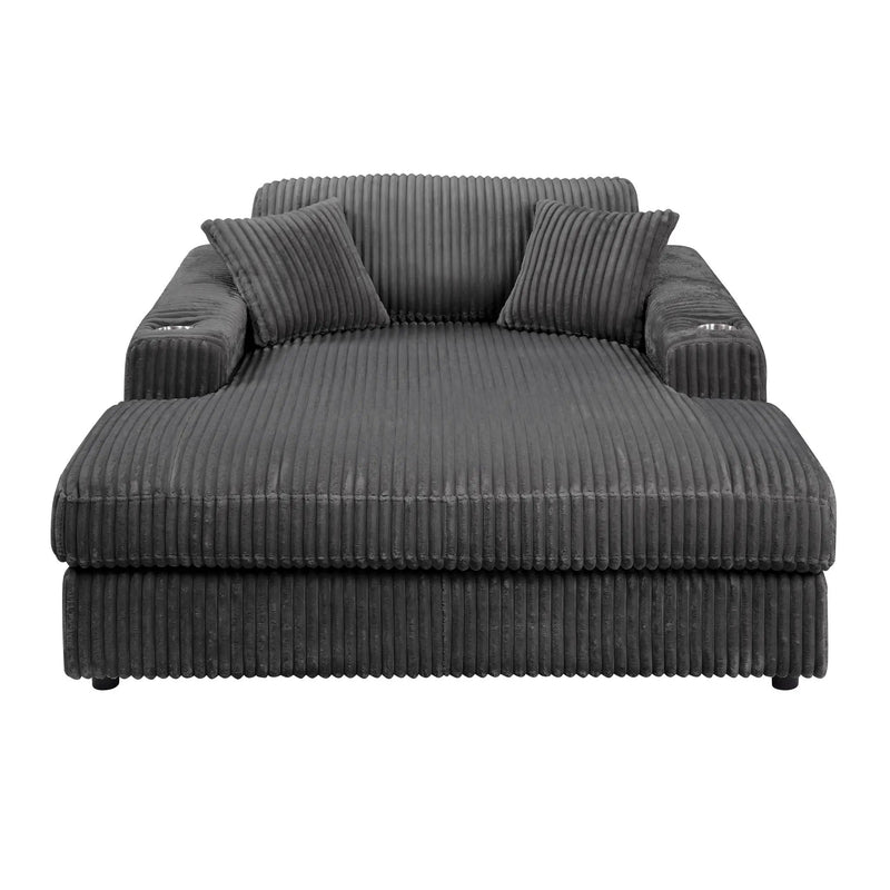 Hilde Chaise - With 2 Pillows - Dark Gray by HouseOfZazla