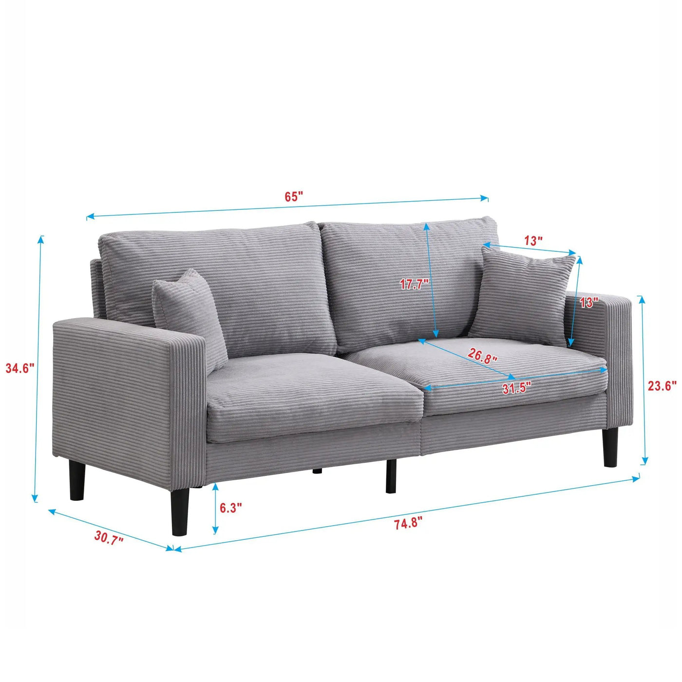 Modern Upholstered Resilience Three Seater Sofa by HouseOfZazla