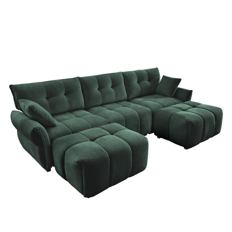 Sofa Set With Ottoman And Pillows, Textured, High Resilience Cushions by HouseOfZazla
