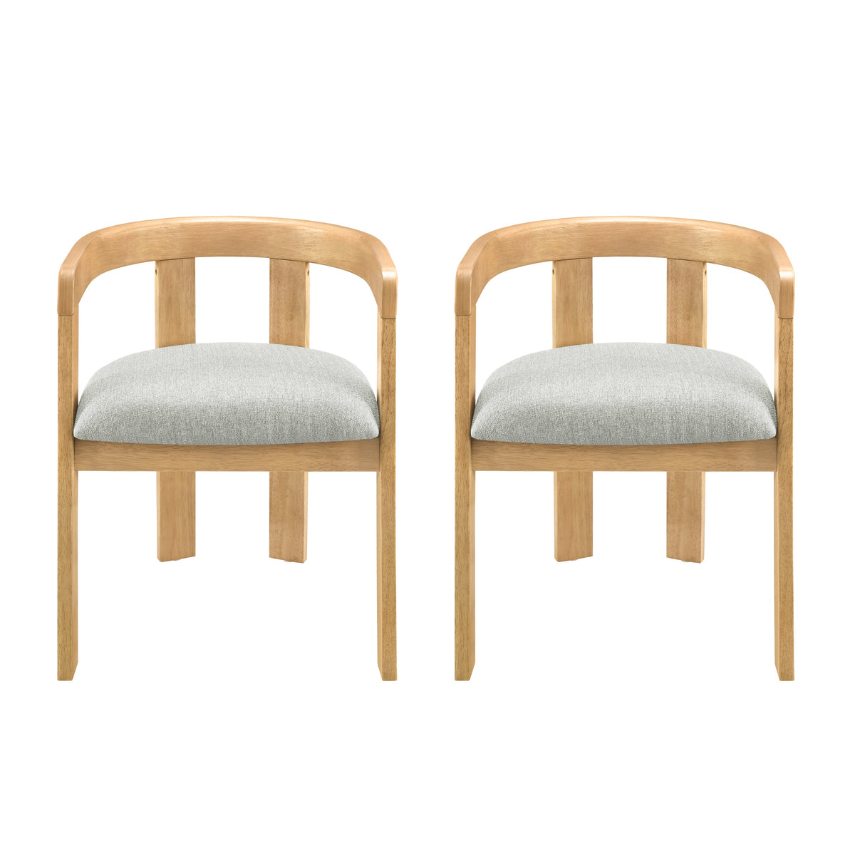 Modern Barrel Dining Chairs Set of 2 with Rubber Wood Frame - Grayish Green, photo 4 of 10