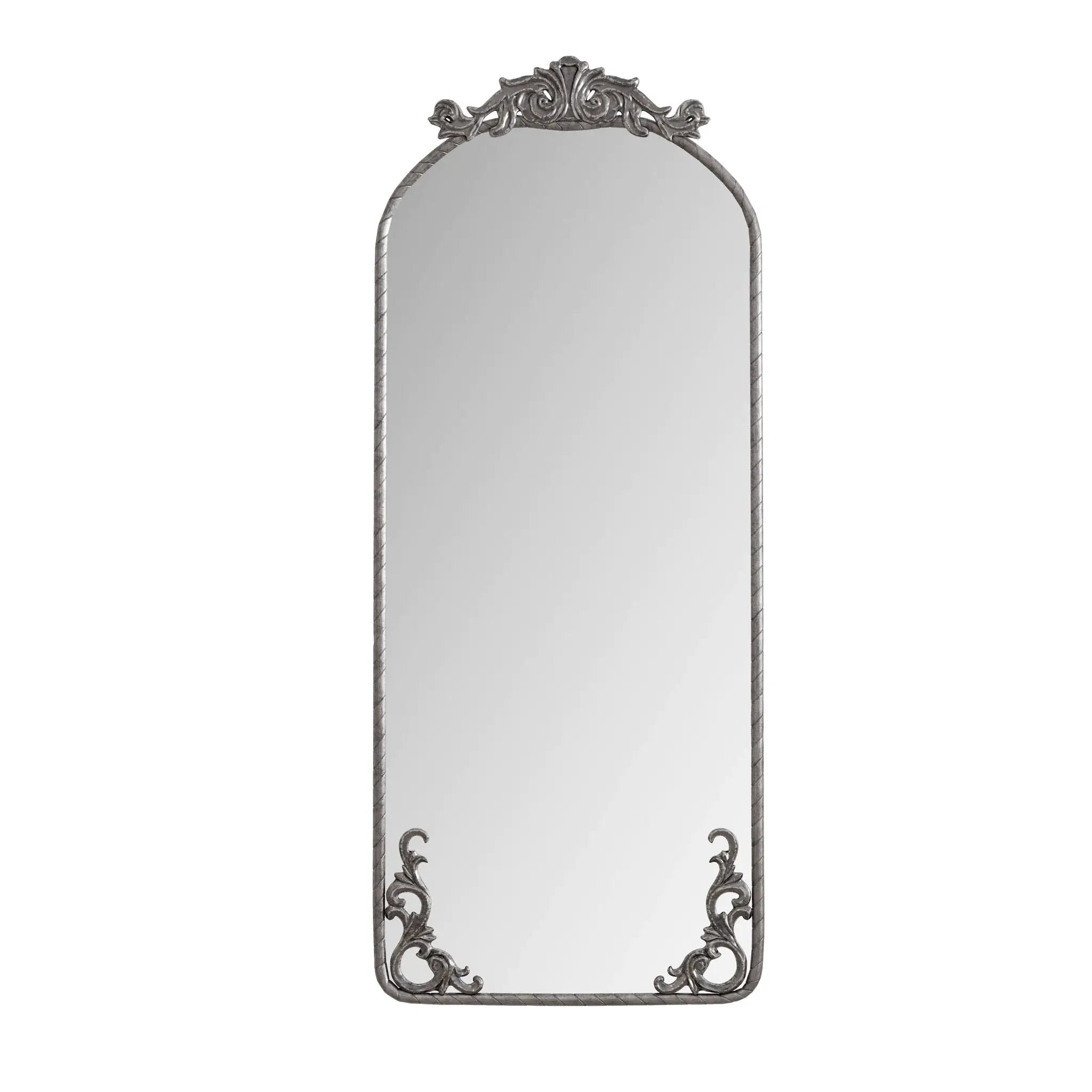 Full Body Arched Mirror With Vintage Carved Applique by HouseOfZazla
