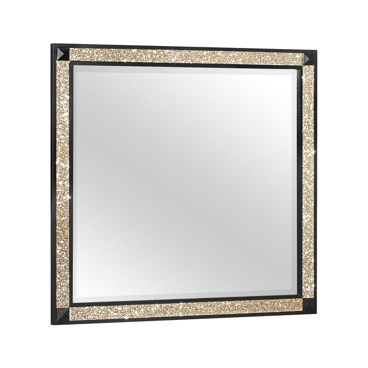Black 5 Piece Bedroom Set with Glitter Detail and Padded Headboard, photo 2 of 9
