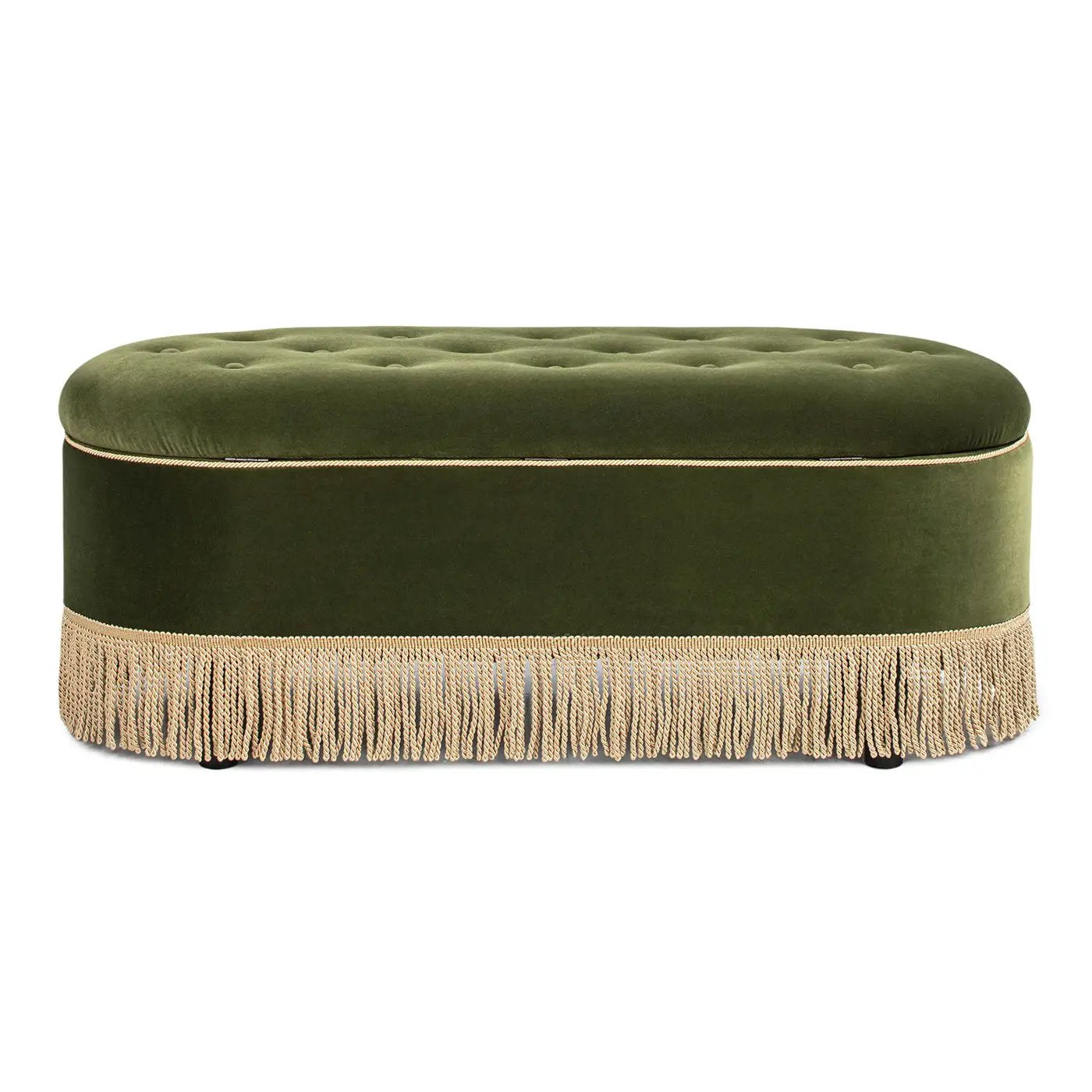 Melinda - Oval Tufted Bullion Fringe Storage Bench by HouseOfZazla