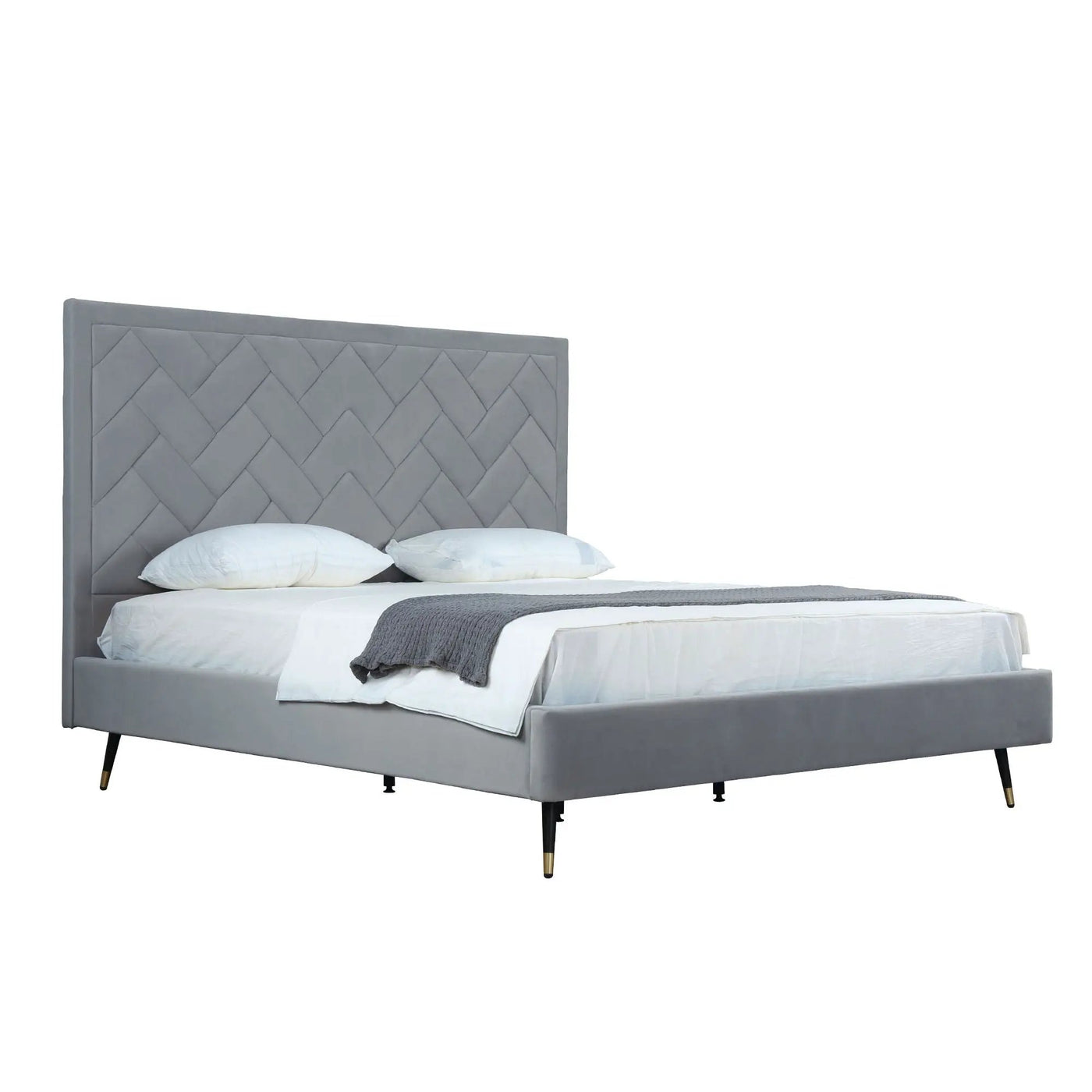 Crosby - Bed With Upholstered Headboard And Slats by HouseOfZazla