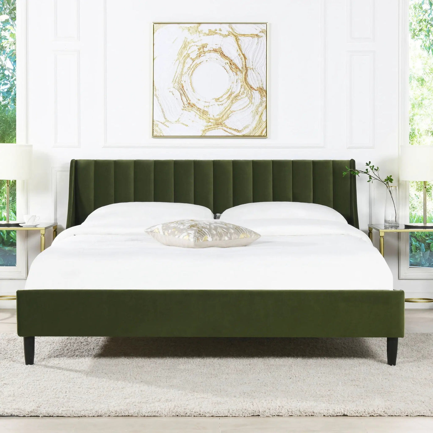 Aspen - Vertical Tufted Modern Headboard Platform Bed Set by HouseOfZazla