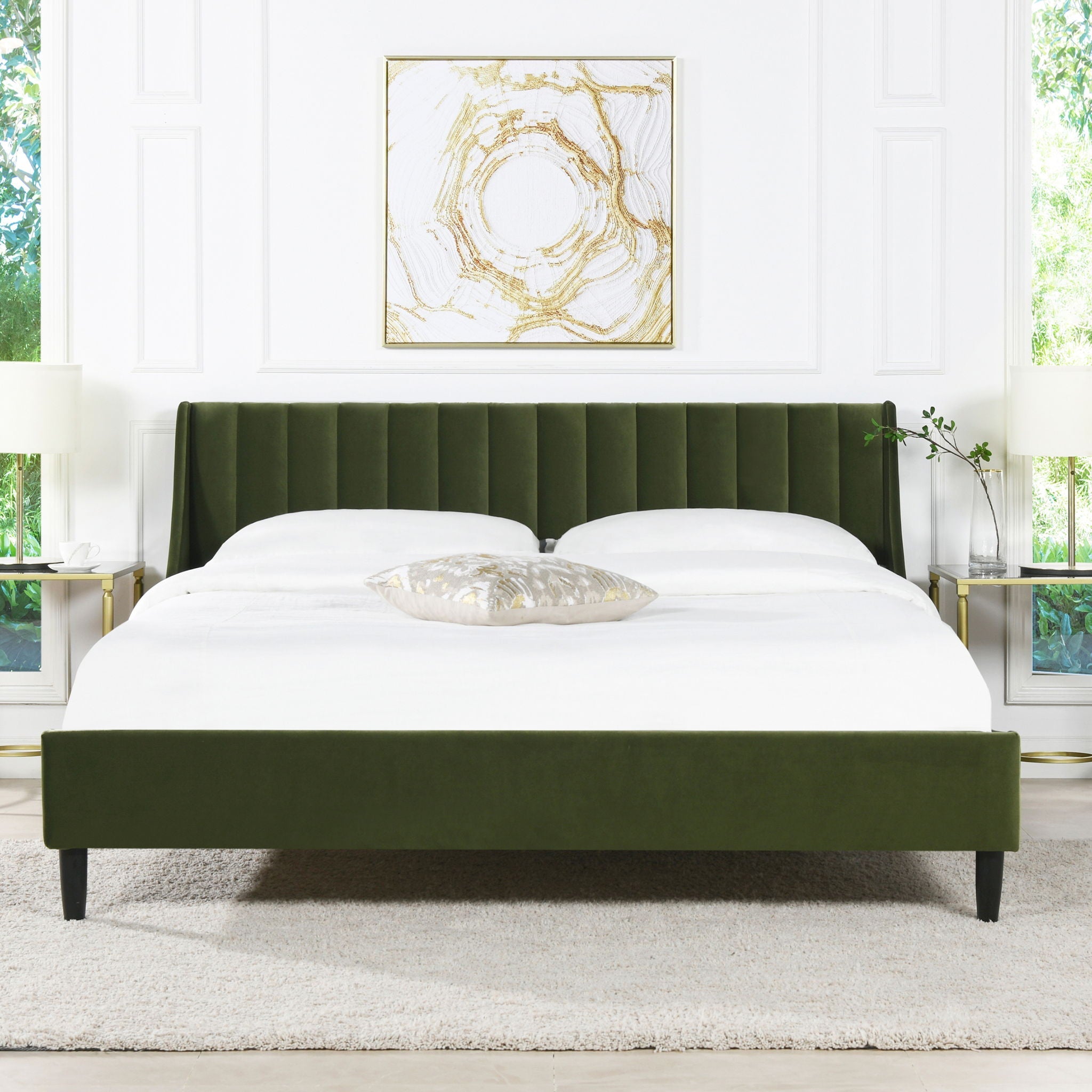 Aspen - Vertical Tufted Modern Headboard Platform Bed Set by HouseOfZazla