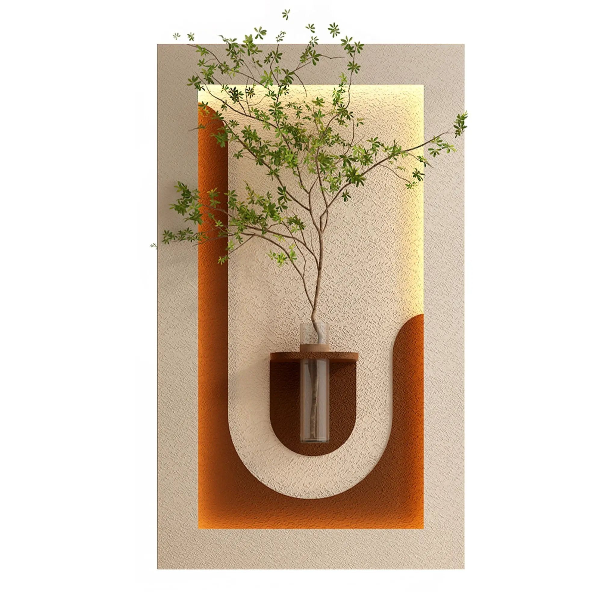 Adjustable 3 Color LED Sandstone Wall Decor with Simulated Plants, Vase & Rabbit Statue by HouseOfZazla