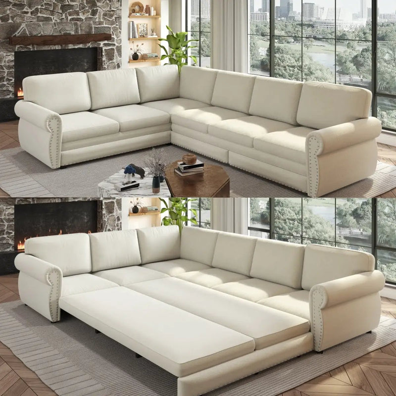 118" L-Shaped Convertible Sofa Bed by HouseOfZazla