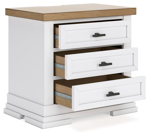 Ashbryn - Three Drawer Night Stand - White / Natural, photo 2 of 7