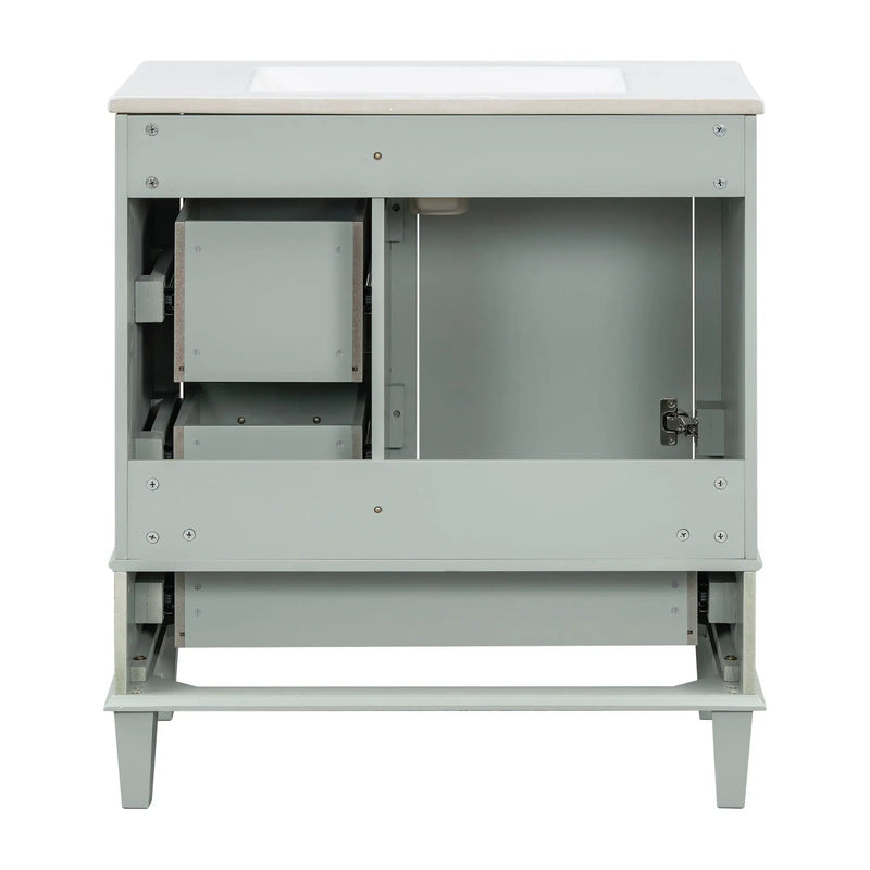 Bathroom Vanity, Modern Bathroom Cabinet With Sink Combo Set, Bathroom Storage Cabinet With A Soft Closing Door And 3 Drawers, Solid Wood Frame by HouseOfZazla