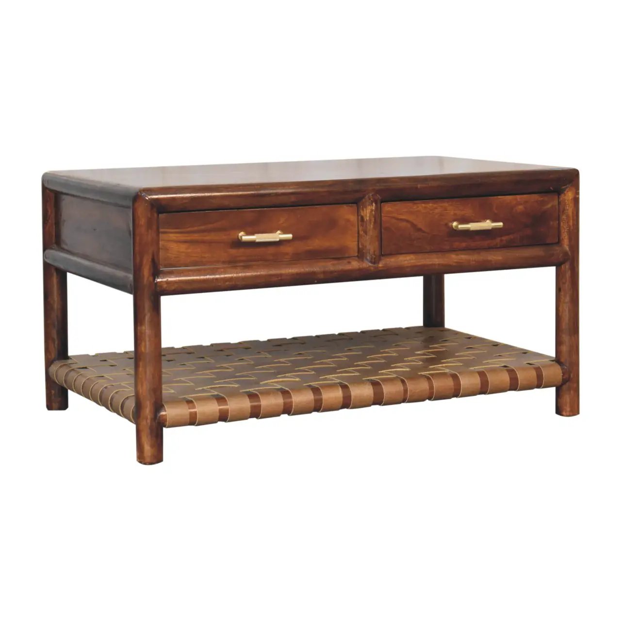 Regency Woven Console Table with 4 Drawers, Open Slot by HouseOfZazla