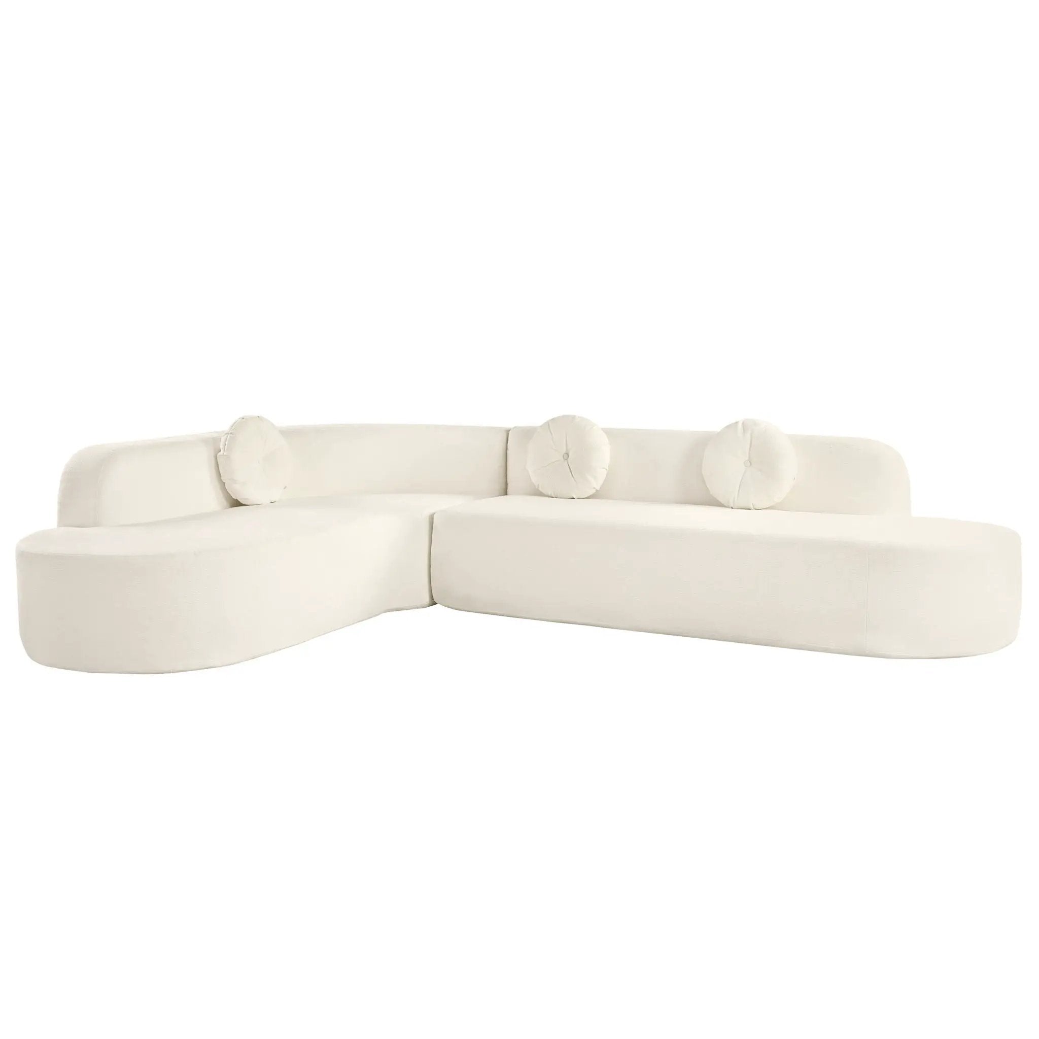 Extra Large Sectional Sofa Soft Fabric Upholstery, Elegant Curved Design With 3 Round Cushions, High-Resilience Foam by HouseOfZazla
