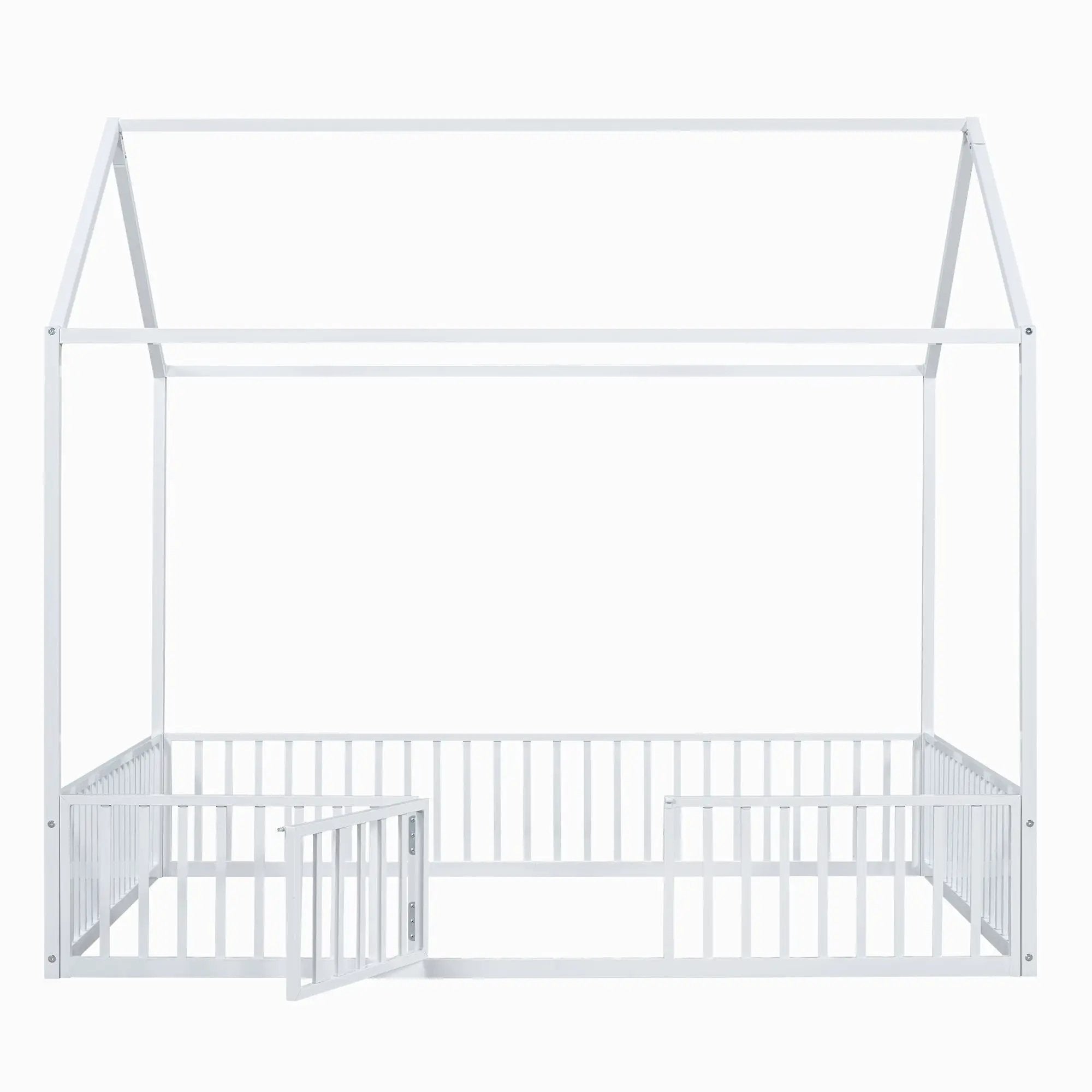 Metal House Bed With Fence And Door by HouseOfZazla